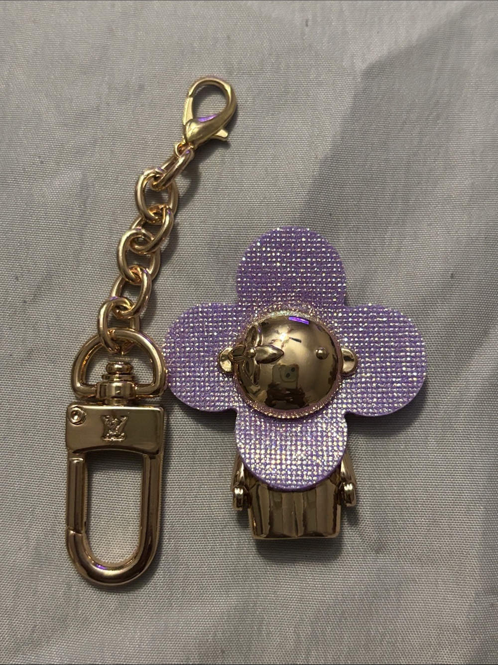Louis Vuitton Lilac Flower Key & Bag Charm with Gold Hardware